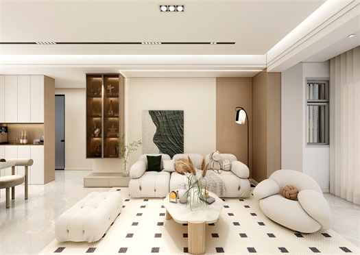 中?！ぞ砰?135平米現(xiàn)代奶油風效果圖