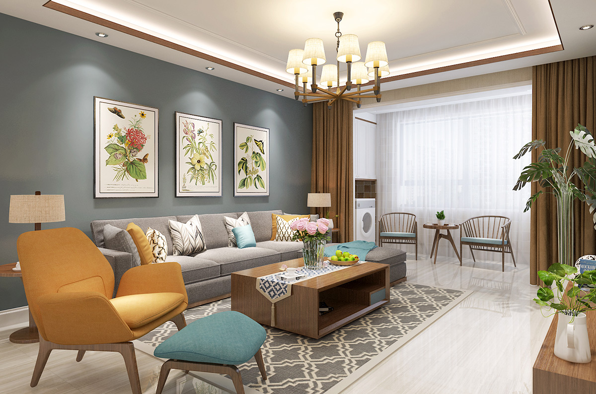 鳴湖半島132平米現(xiàn)代簡約風(fēng)格裝修效果圖